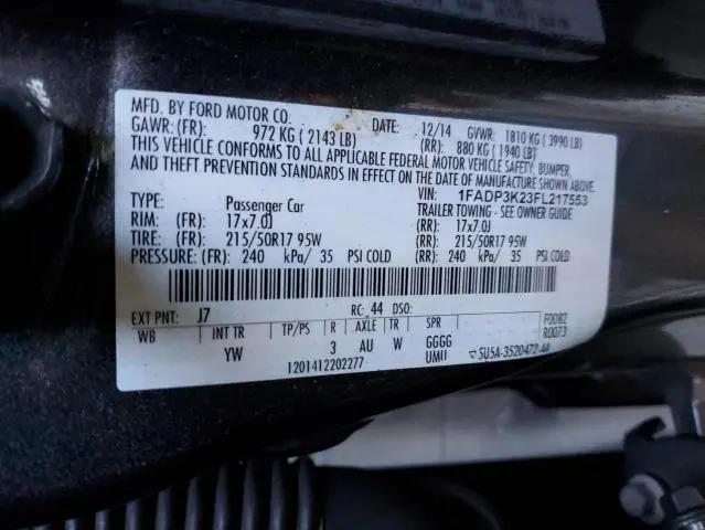 2015 FORD FOCUS SE  