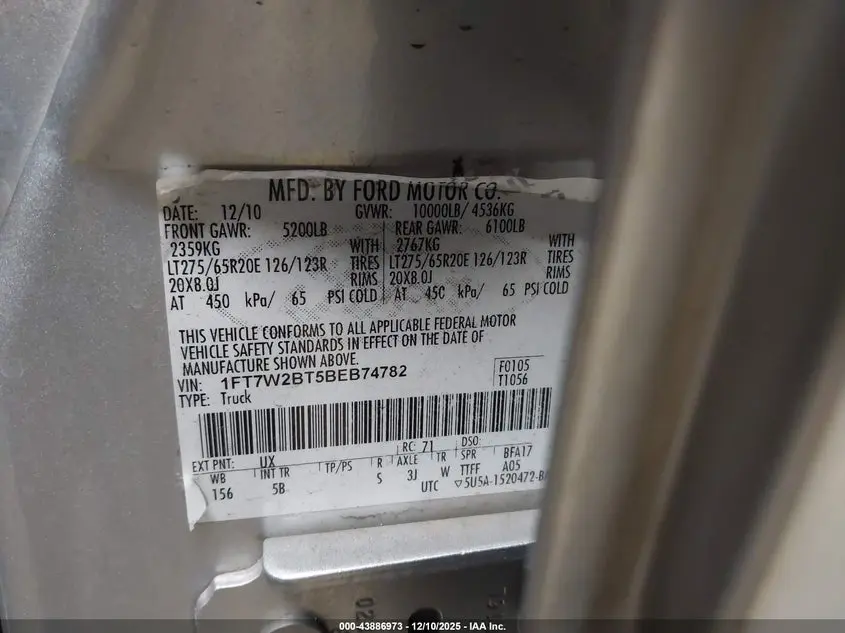 2011 FORD F-250 LARIAT