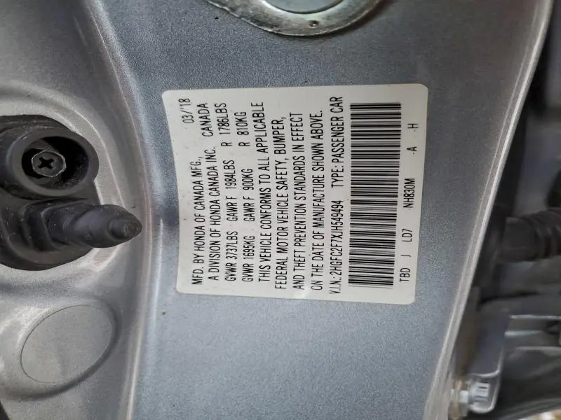 2018 HONDA CIVIC EX  