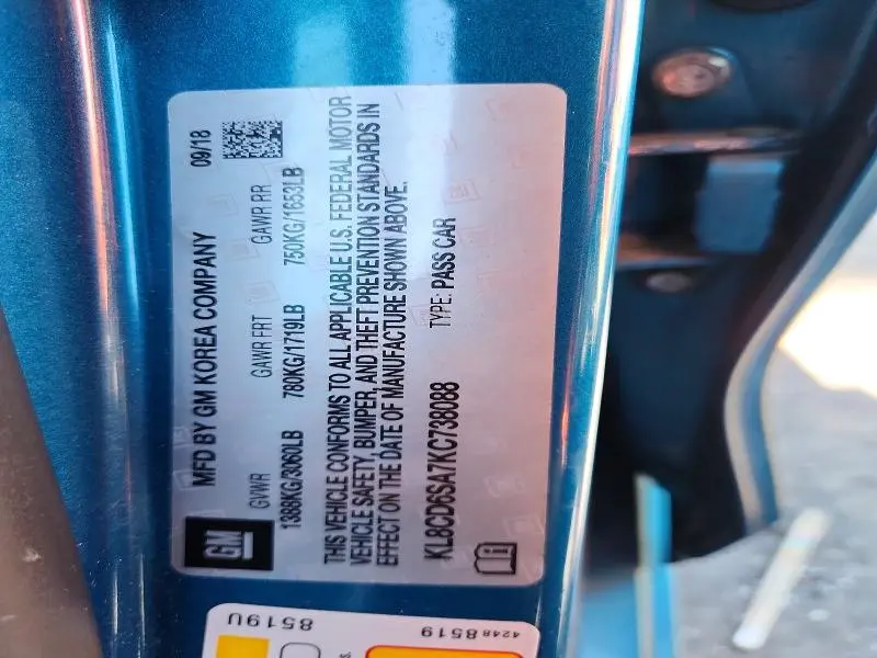 2019 CHEVROLET SPARK 1LT  