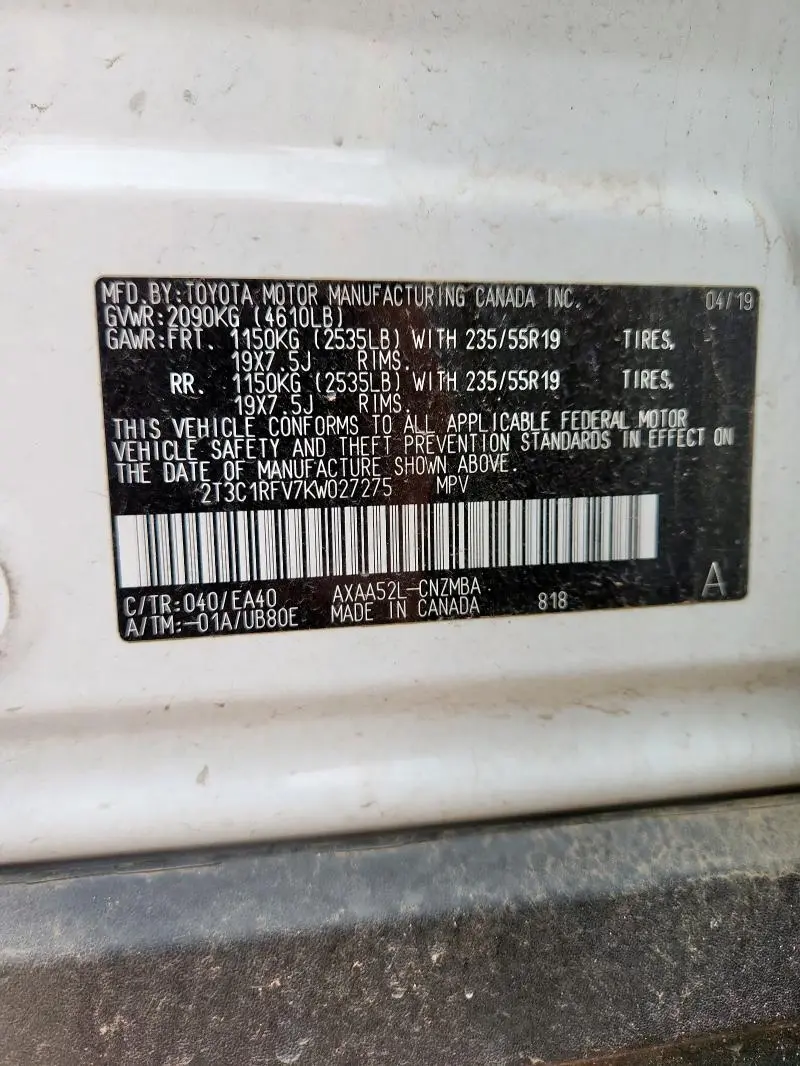 2019 TOYOTA RAV4 XLE PREMIUM  