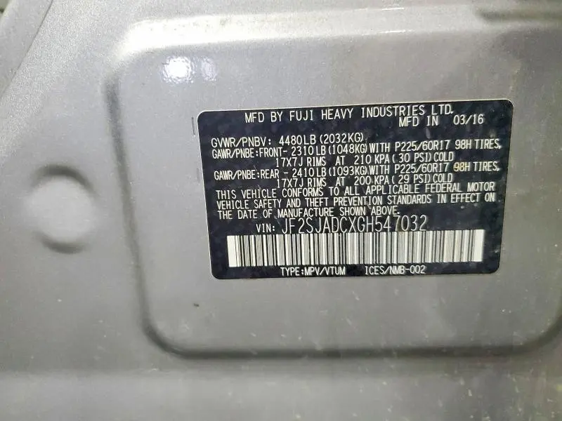 2016 SUBARU FORESTER 2.5I PREMIUM  