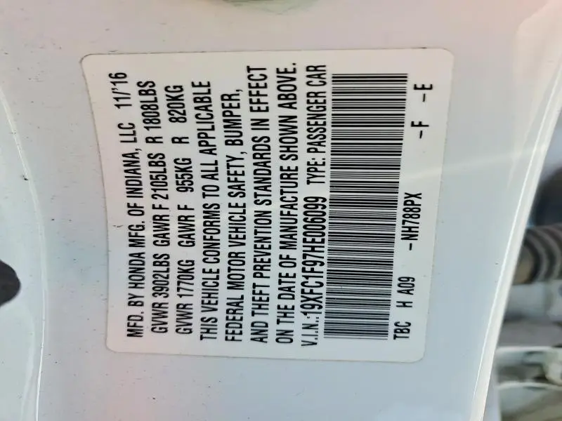 2017 HONDA CIVIC TOURING  