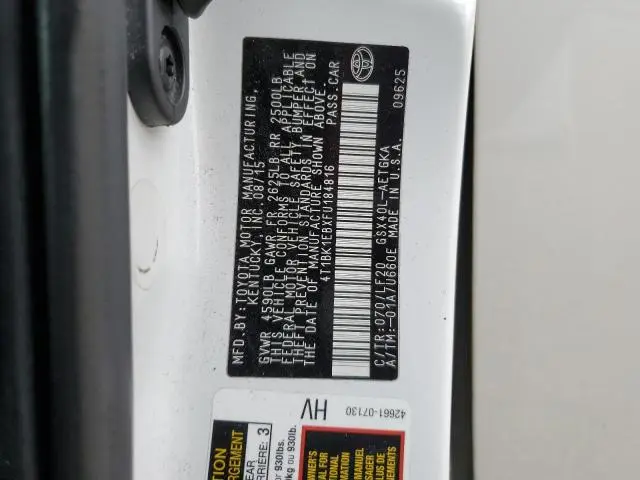 2015 TOYOTA AVALON XLE  