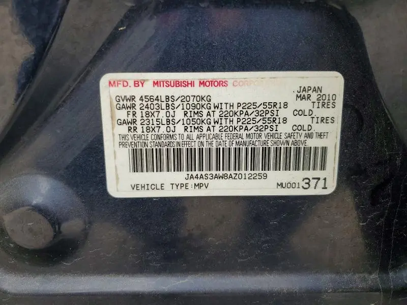 2010 MITSUBISHI OUTLANDER SE  