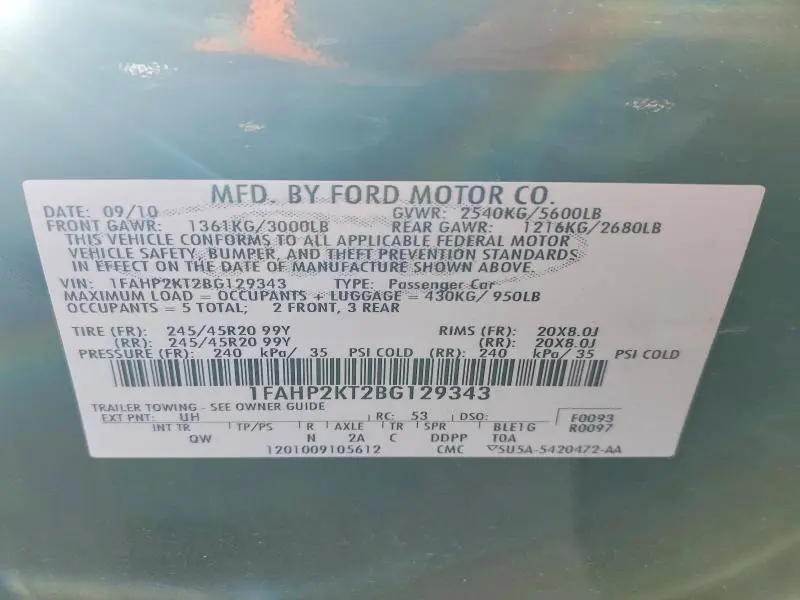 2011 FORD TAURUS SHO  