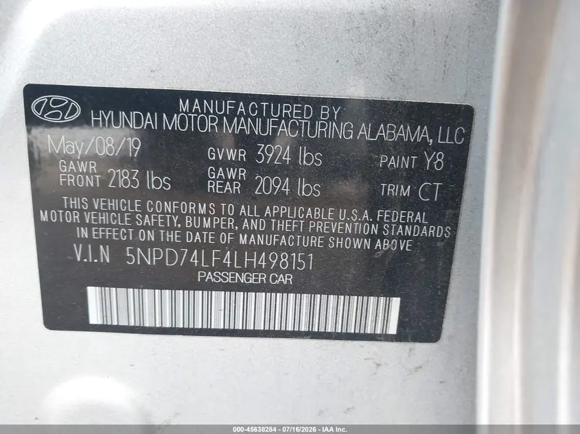 2020 HYUNDAI ELANTRA SE