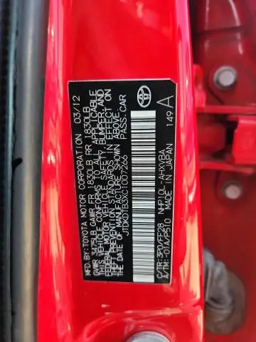 2012 TOYOTA PRIUS C