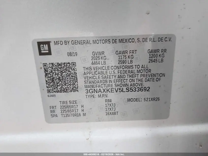 2020 CHEVROLET EQUINOX FWD LT 1.5L TURBO