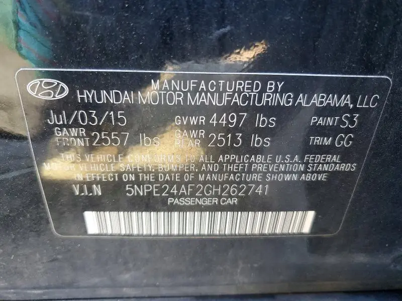 2016 HYUNDAI SONATA SE  
