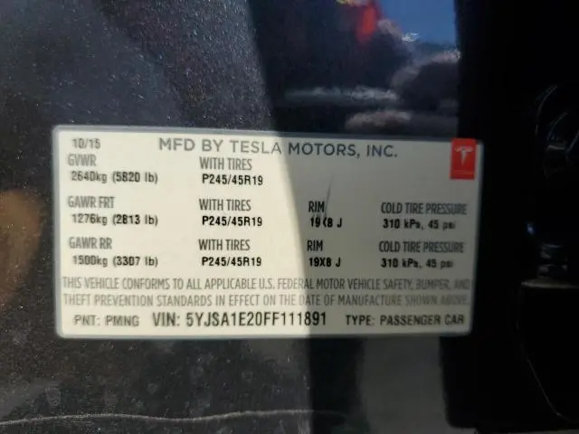 2015 TESLA MODEL S   