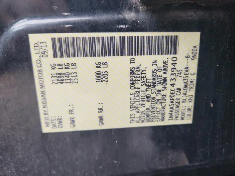 2014 NISSAN MAXIMA 3.5 S  