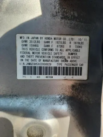 2012 HONDA FIT SPORT  