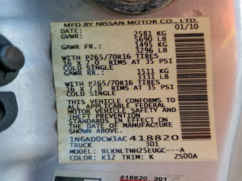 2010 NISSAN FRONTIER KING CAB SE  