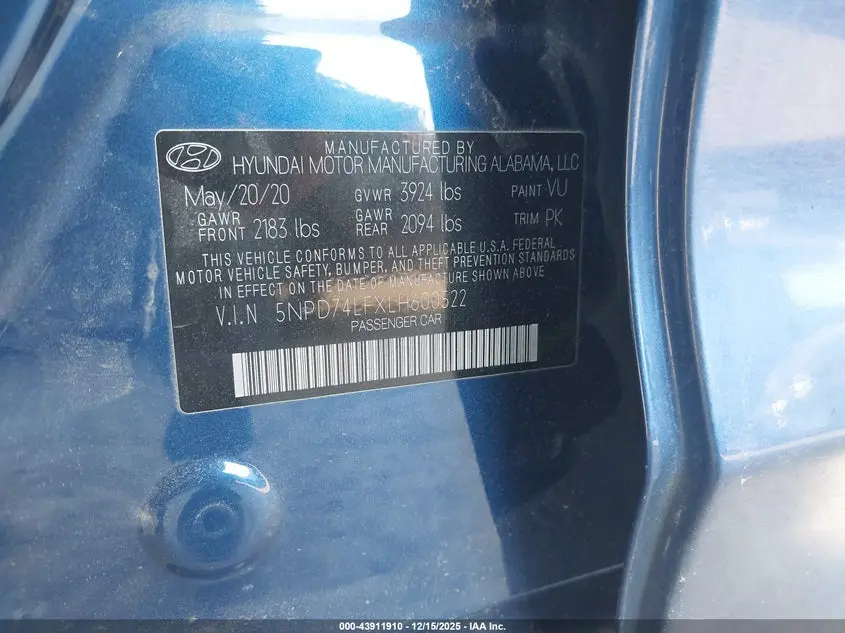 2020 HYUNDAI ELANTRA SE