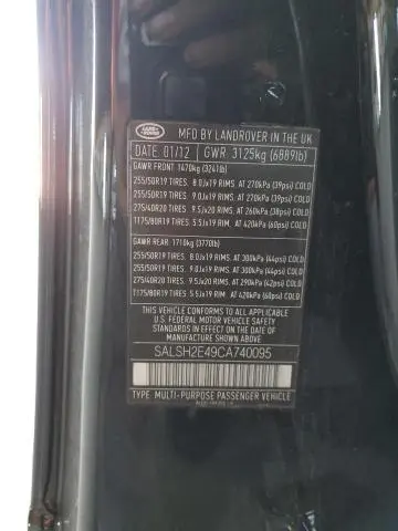 2012 LAND ROVER RANGE ROVER SPORT SC  