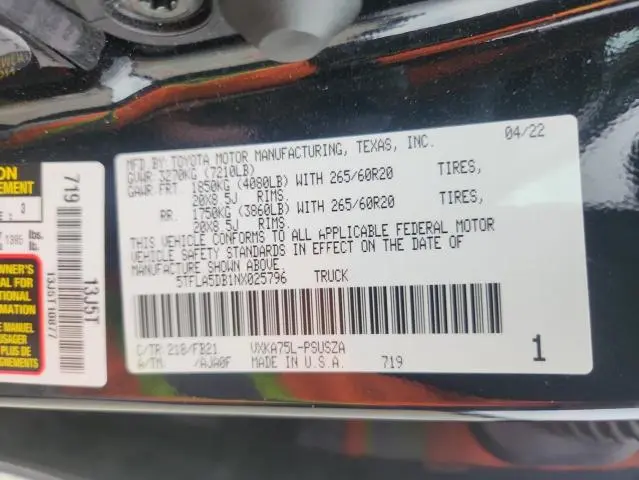 2022 TOYOTA TUNDRA CREWMAX SR  