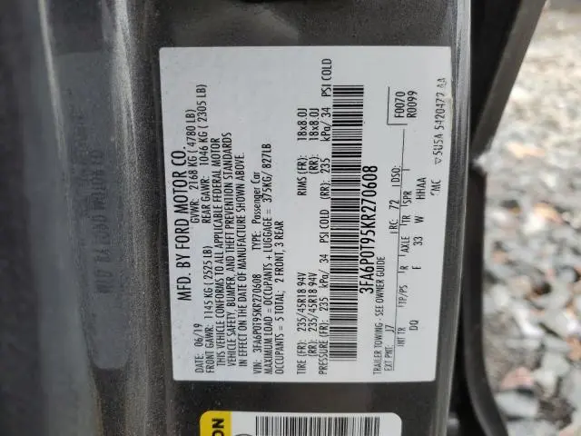 2019 FORD FUSION SE  