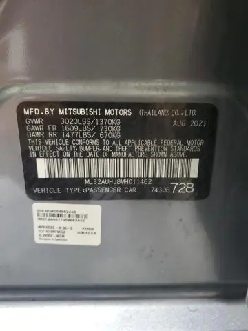 2021 MITSUBISHI MIRAGE ES