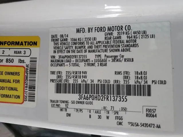 2015 FORD FUSION SE  