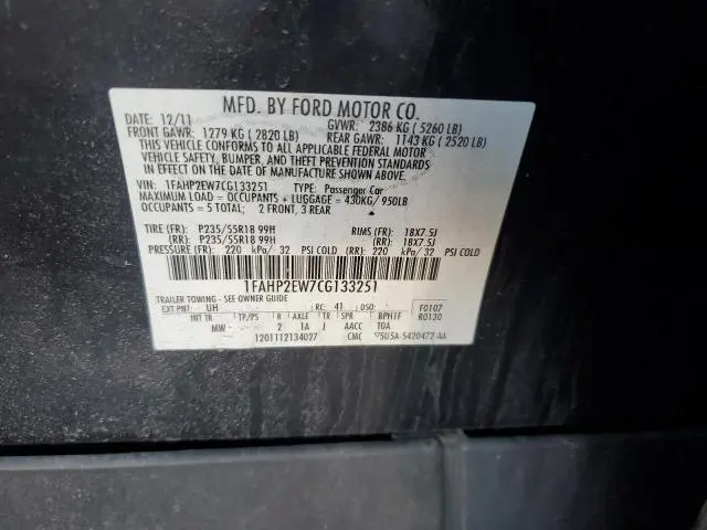 2012 FORD TAURUS SEL
