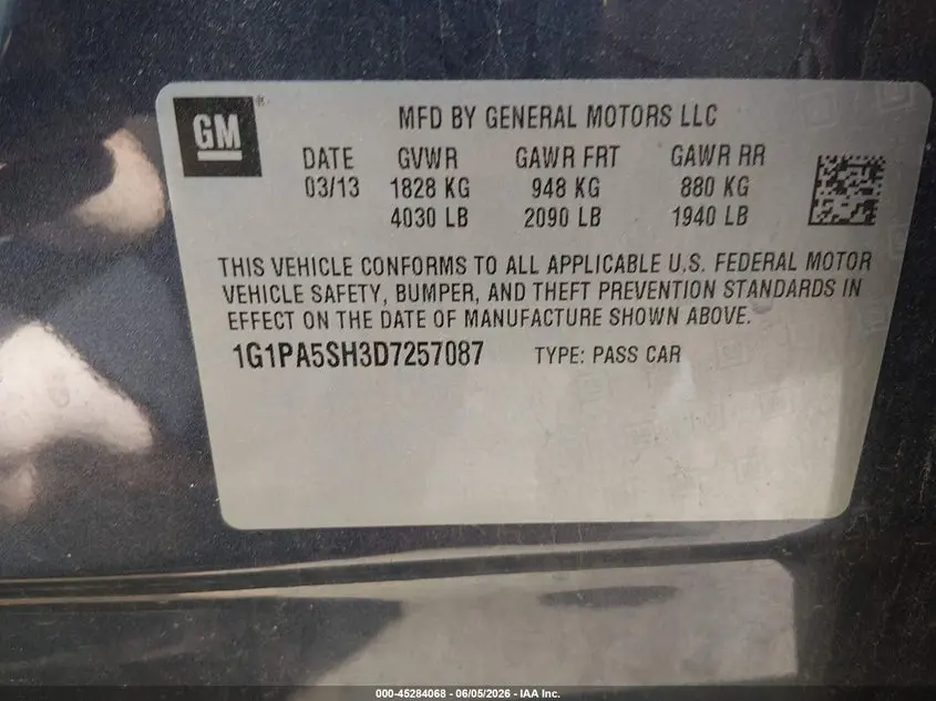 2013 CHEVROLET CRUZE LS AUTO