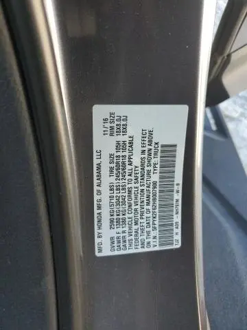 2017 HONDA RIDGELINE RTL  