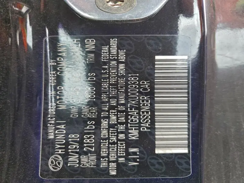 2019 HYUNDAI VELOSTER BASE  