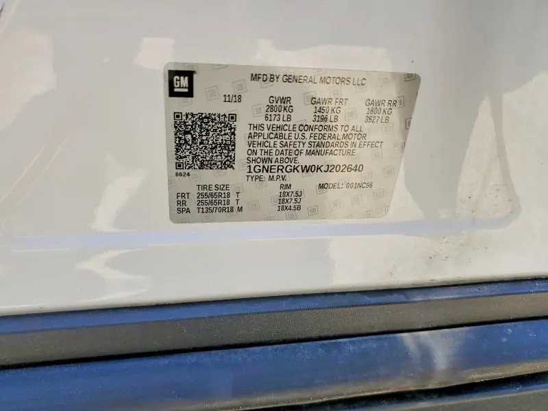 2019 CHEVROLET TRAVERSE LT  