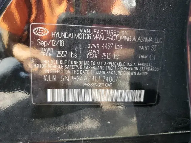 2019 HYUNDAI SONATA SE  