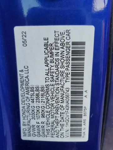 2022 HONDA ACCORD SPORT SE  