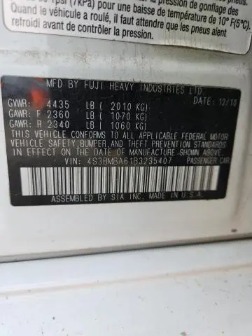 2011 SUBARU LEGACY 2.5I  