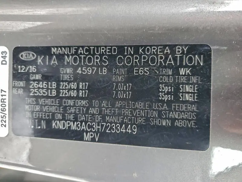 2017 KIA SPORTAGE LX  