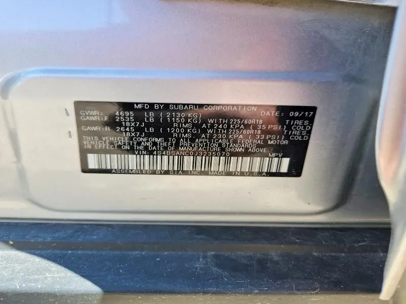 2018 SUBARU OUTBACK 2.5I LIMITED  