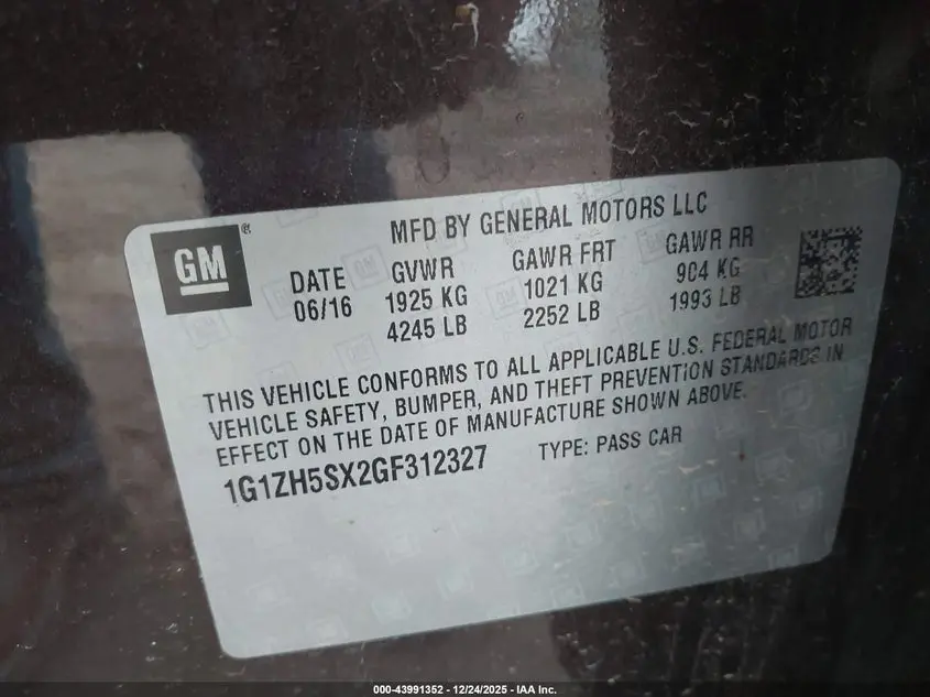 2016 CHEVROLET MALIBU PREMIER