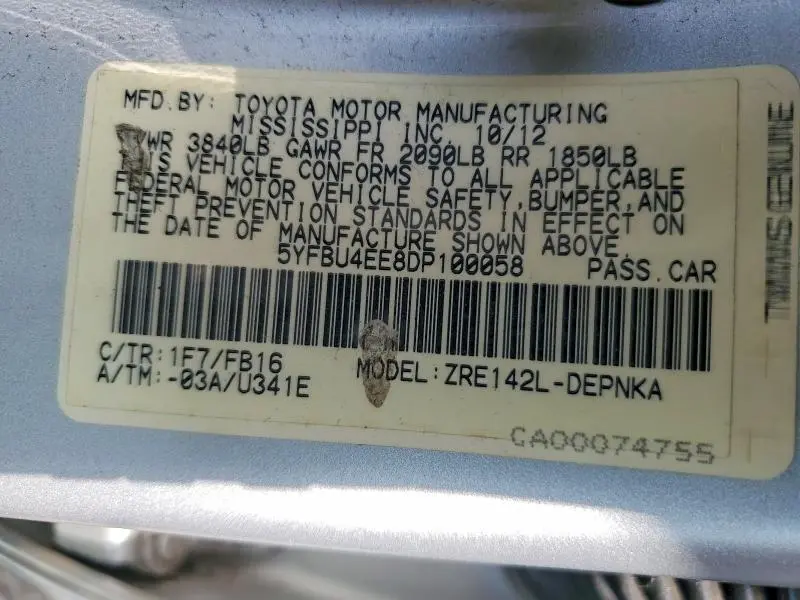 2013 TOYOTA COROLLA LE  