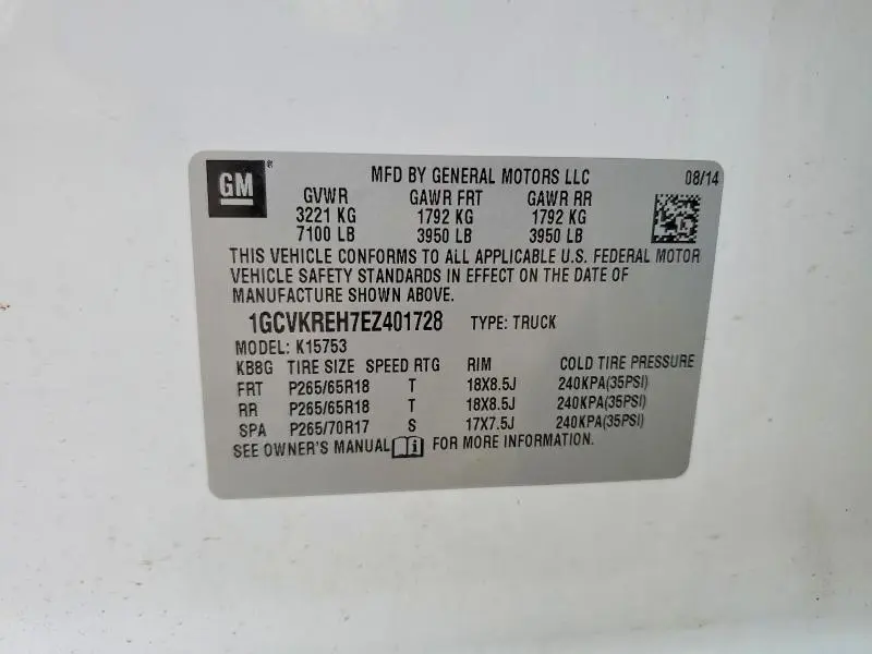 2014 CHEVROLET SILVERADO K1500 LT  