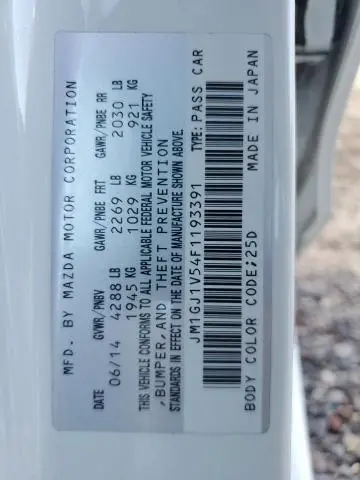 2015 MAZDA 6 TOURING  