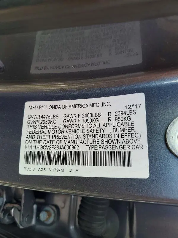 2018 HONDA ACCORD SPORT  