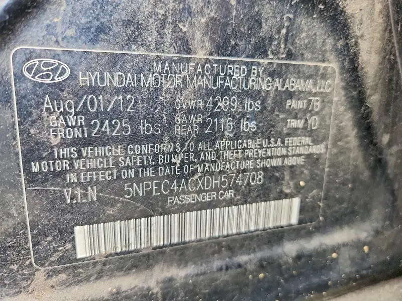 2013 HYUNDAI SONATA LIMITED  