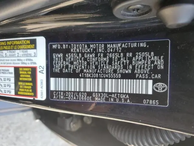 2012 TOYOTA AVALON BASE  