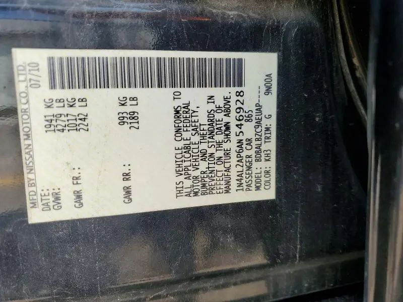 2010 NISSAN ALTIMA 2.5  