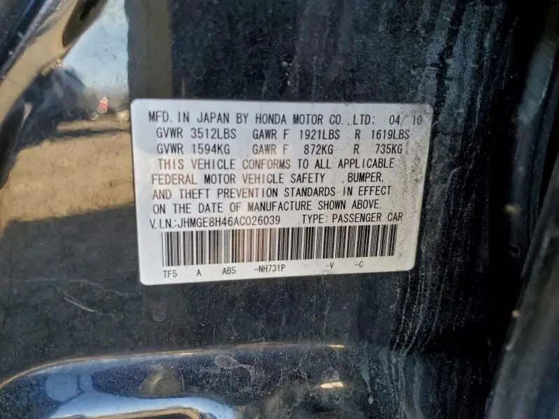 2010 HONDA FIT SPORT  