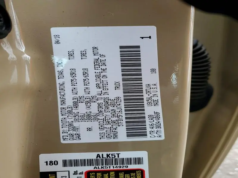 2018 TOYOTA TUNDRA LIMITED  