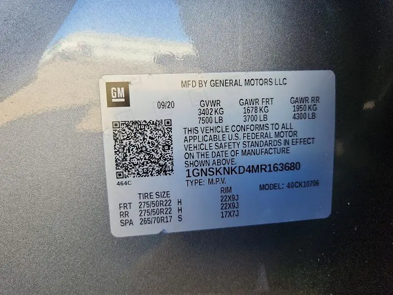 2021 CHEVROLET TAHOE K1500 LT  