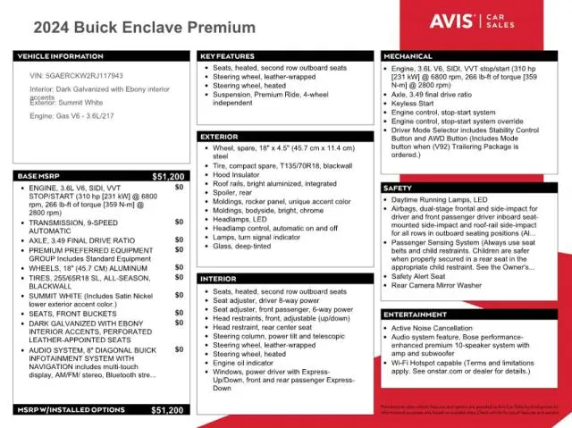 2024 BUICK ENCLAVE PREMIUM  