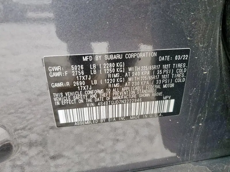 2022 SUBARU OUTBACK WILDERNESS  