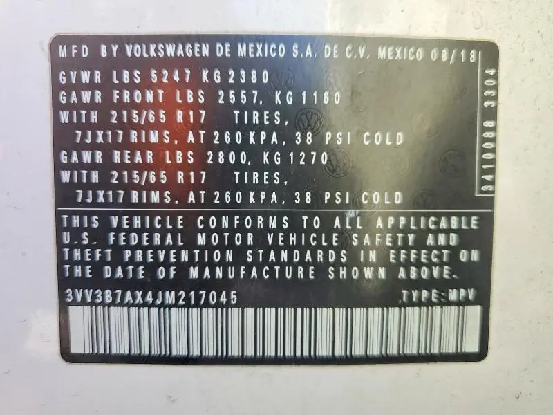 2018 VOLKSWAGEN TIGUAN SE  