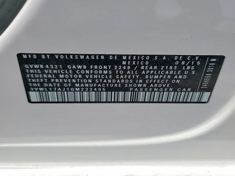 2016 VOLKSWAGEN JETTA SEL  