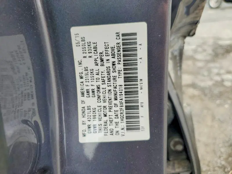 2015 HONDA ACCORD EXL  